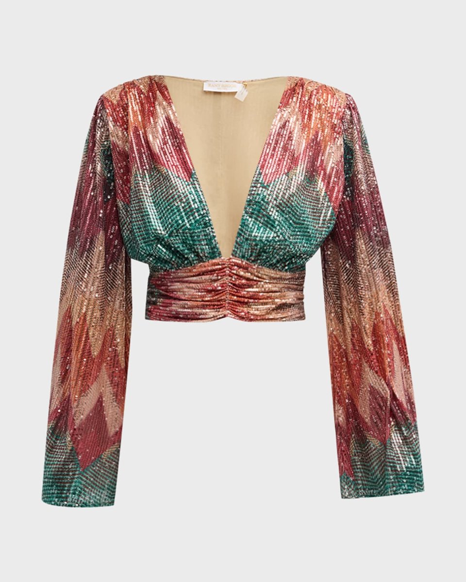 Erin Sequin-Embellished Chevron Blouse