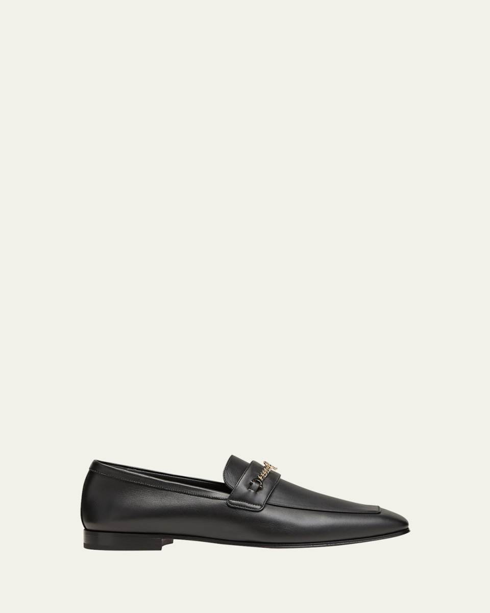 Leather Chain Red Sole Loafers