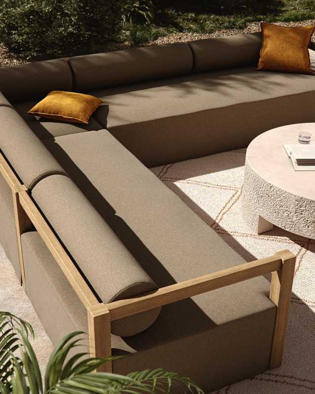 Laskin Outdoor 3-Piece Sectional, Washed Brown