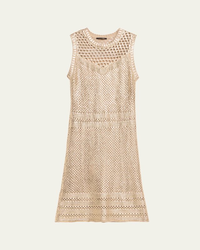 Raven Sleeveless Metallic Open-Stitch Dress