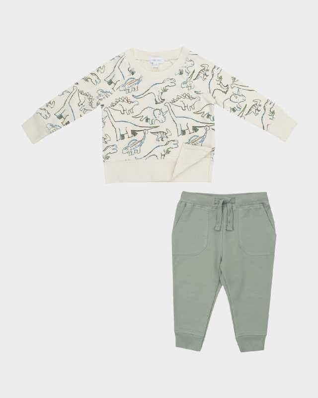 Boy's Artsy DinosRaglan Sweatshirt And Jogger Set, Size 6-24