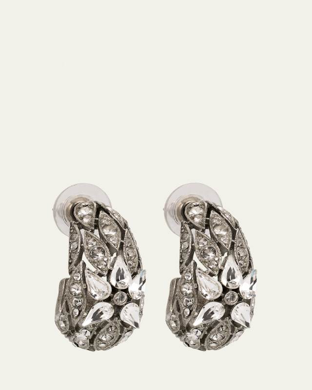 Silver Crystal Hoop Earrings