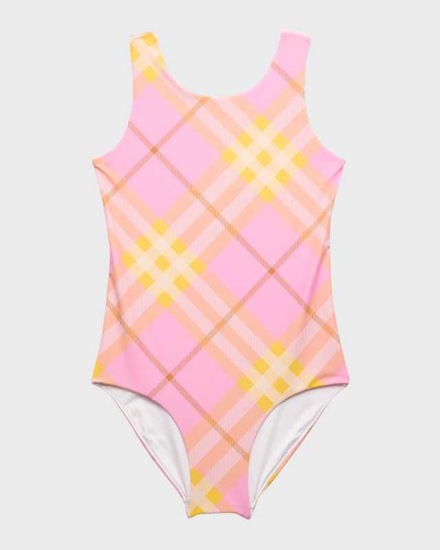 Girl's Tirza Check-Print One-Piece Swimsuit, Size 4-14