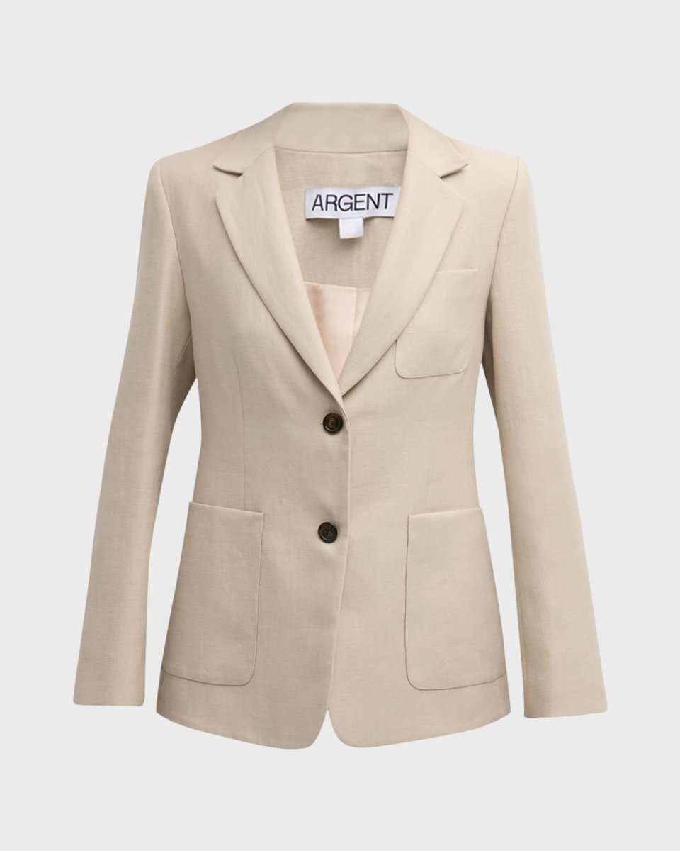 Single-Breasted Linen Weekend Blazer