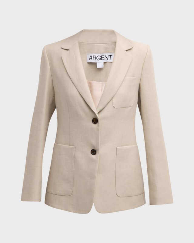 Single-Breasted Linen Weekend Blazer