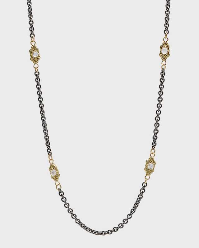 Old World Scroll Station Necklace, 18"L