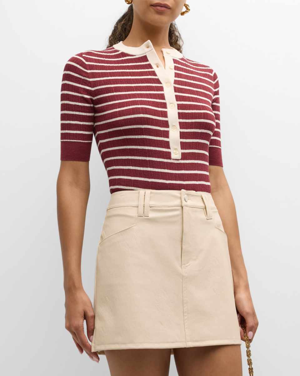 Fisher Pleated Button-Front Top