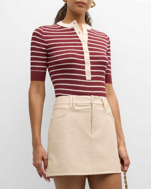 Fisher Pleated Button-Front Top