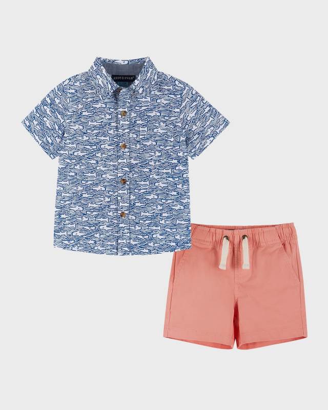 Boy's Polo Shirt & Shorts Set, Size Newborn-24
