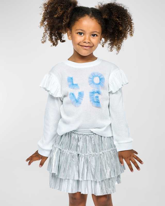 Girl's Love Ruffle Top, Size 4-10