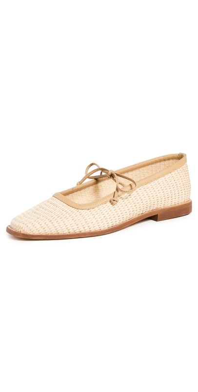 KAANAS Lexie Basketweave Ballerina Flats Natural