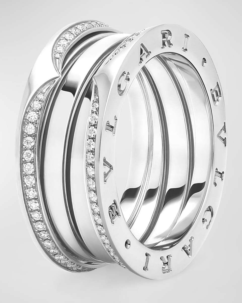 18K White Gold B. Zero1 3 Band Pave Edge Ring