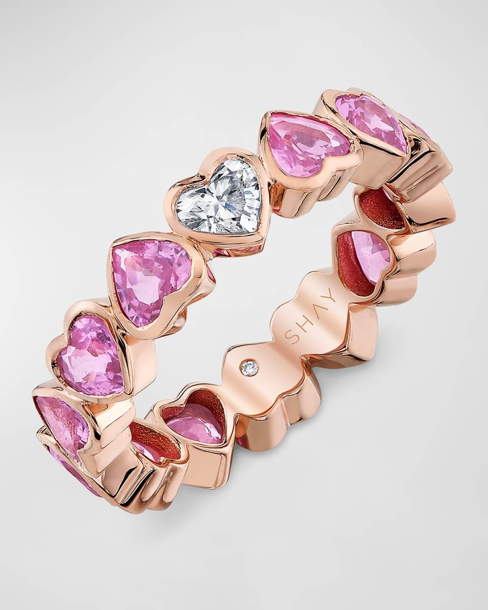 18K Rose Gold Pink Sapphire and Diamond Ring