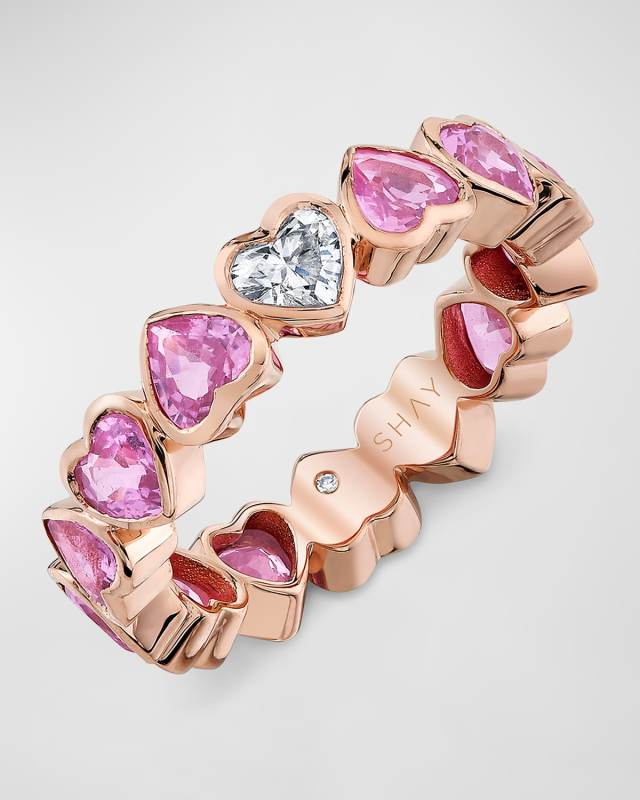 18K Rose Gold Pink Sapphire and Diamond Ring