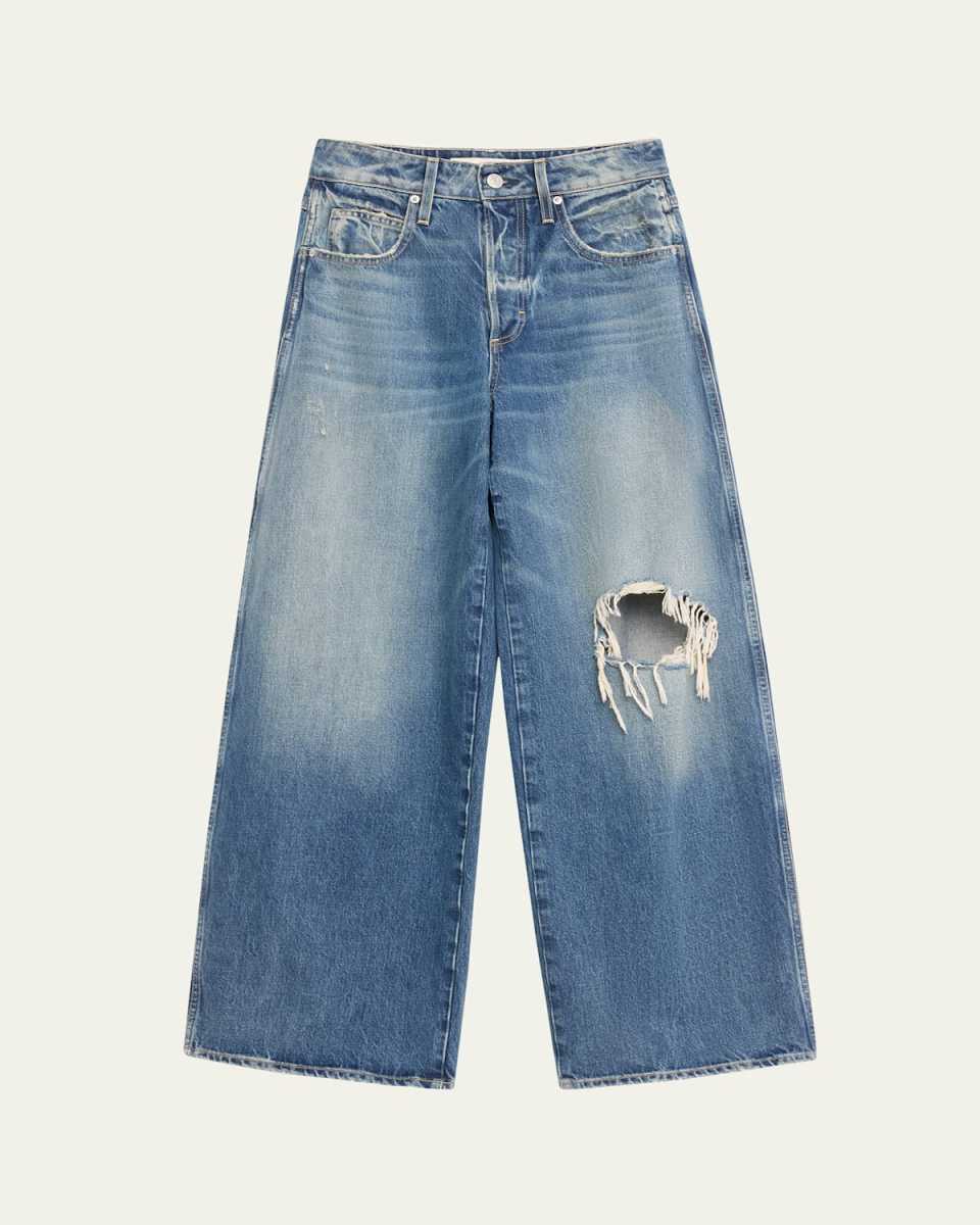 Indira Distressed Wide-Leg Jeans