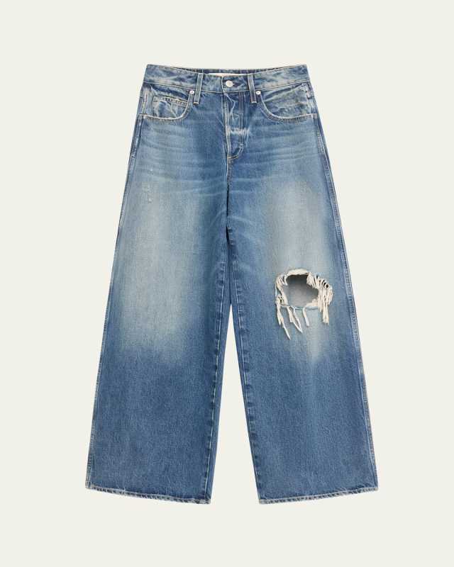 Indira Distressed Wide-Leg Jeans
