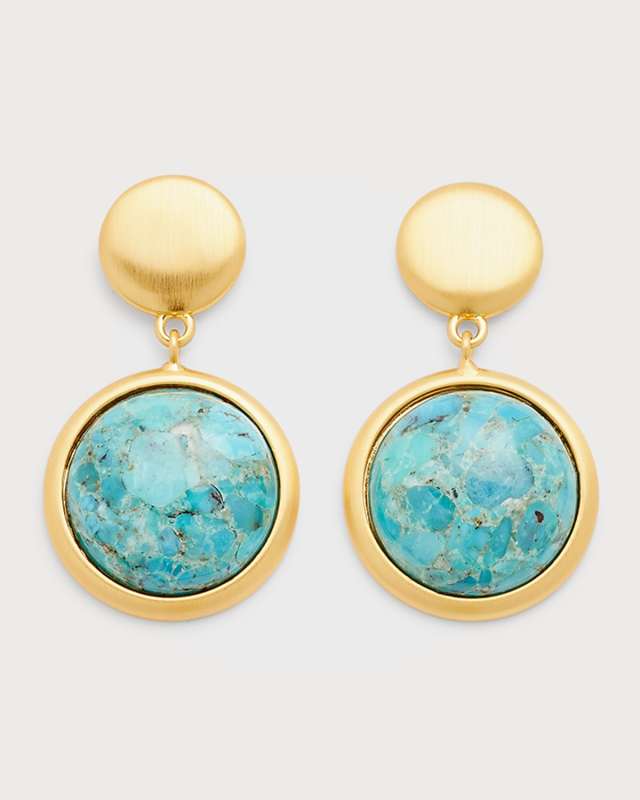 Brushed Gold Turquoise Drop Earrings