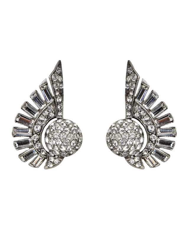 Crystal Deco Clip-On Earrings