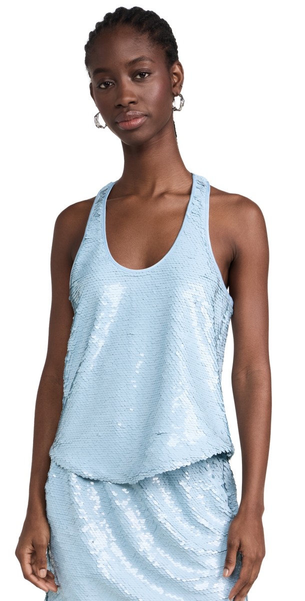 Cinq à Sept Esti Sequin Top Serene Sky