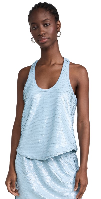 Cinq à Sept Esti Sequin Top Serene Sky