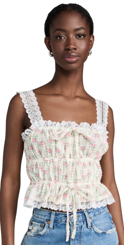 For Love & Lemons Amelia Top White
