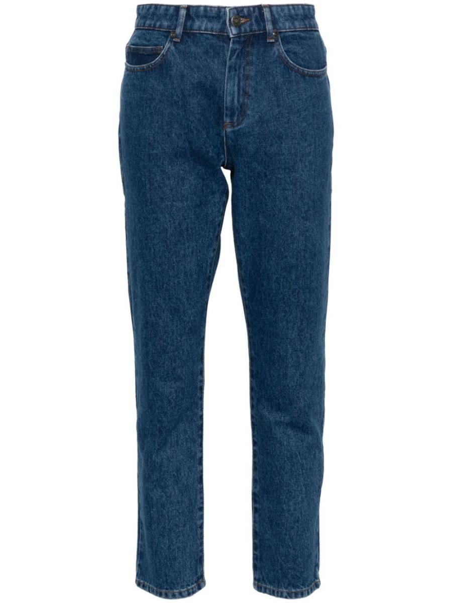 mid-rise tapered-leg jeans
