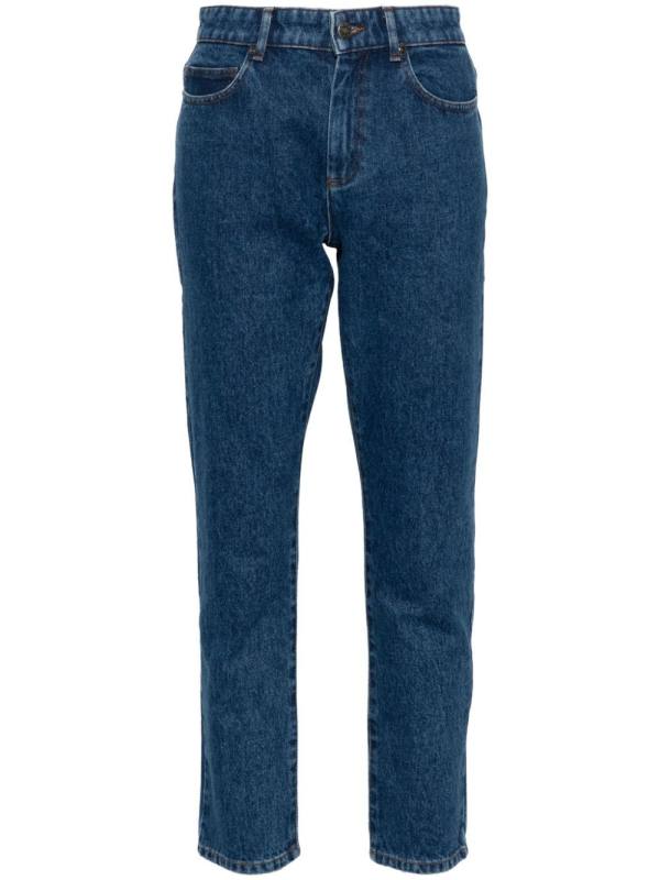 mid-rise tapered-leg jeans