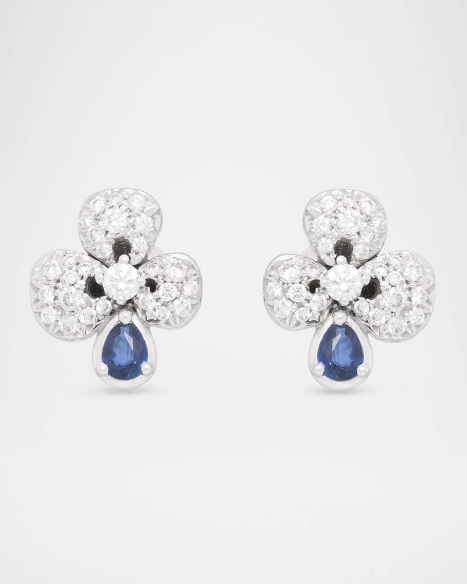 18K White Gold Ischia Sapphire and Diamond Earrings