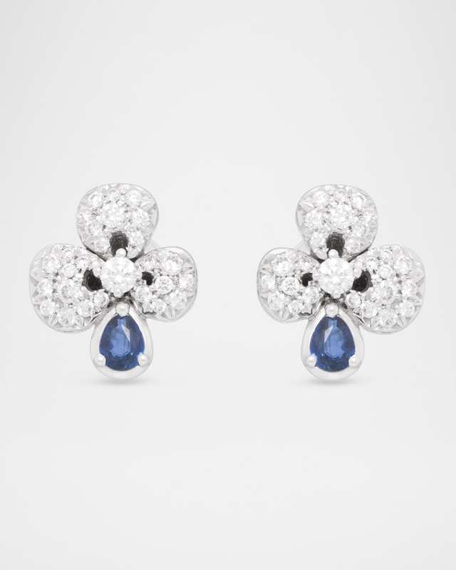 18K White Gold Ischia Sapphire and Diamond Earrings
