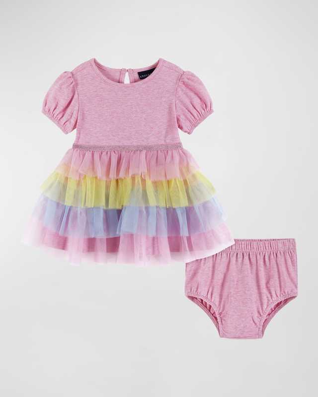 Girl's Multicolor Tiered Dress W/ Bloomers, Size Newborn-24
