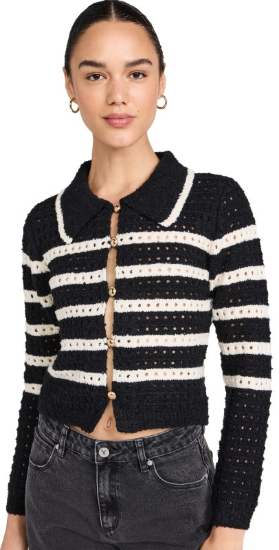 Line & Dot Let Me Be Cardigan Black/Ivory