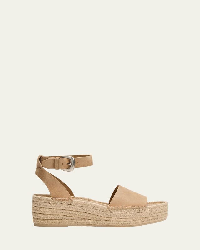 Belisa Suede Platform Ankle-Strap Espadrilles
