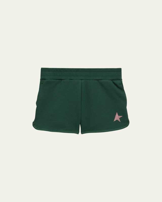 Girl's Glitter Star Fleece Shorts, Size 4-