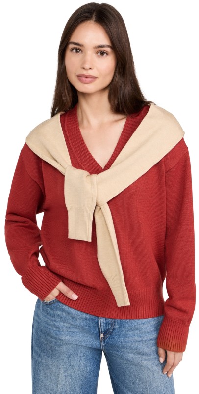 En Saison Colby Oversized Sweater Brick