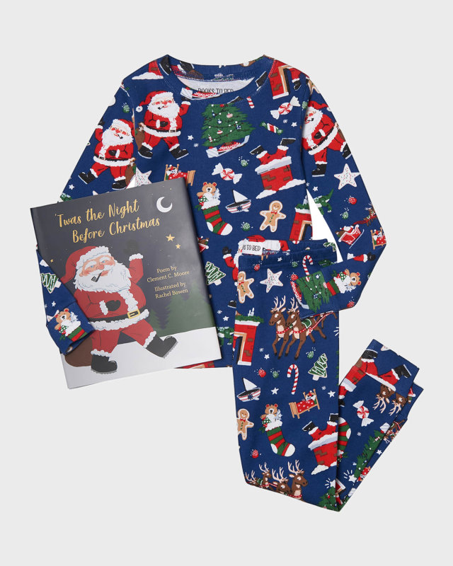 Kid's Twas the Night Before Christmas Printed Pajama Gift Set, Size 2-7