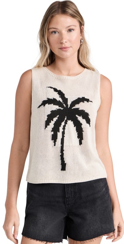 Little Lies Palm Tank Beige/Black