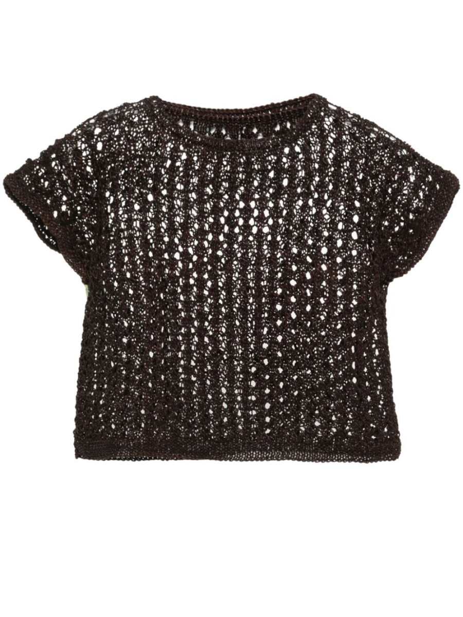 knitted leather top