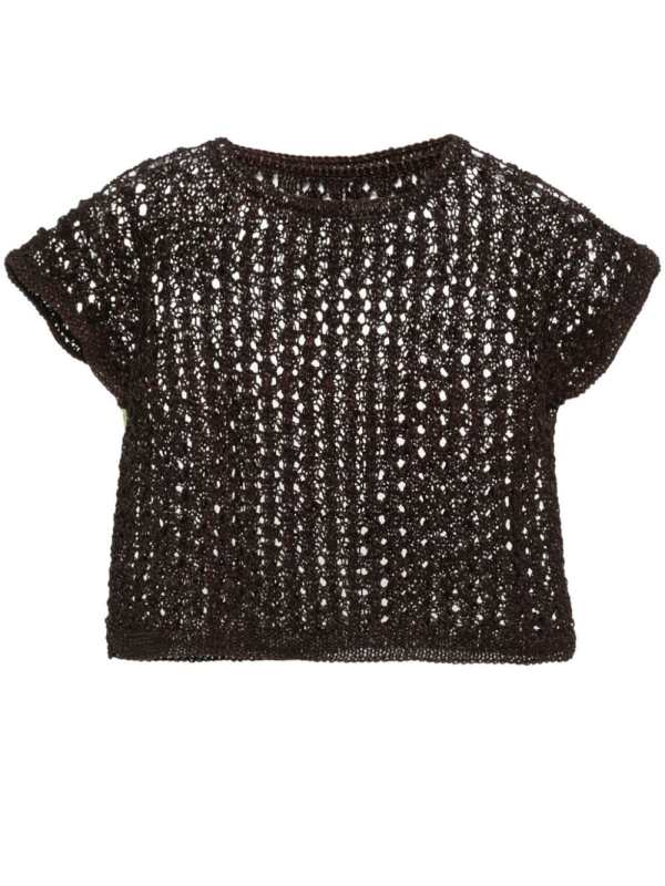 knitted leather top