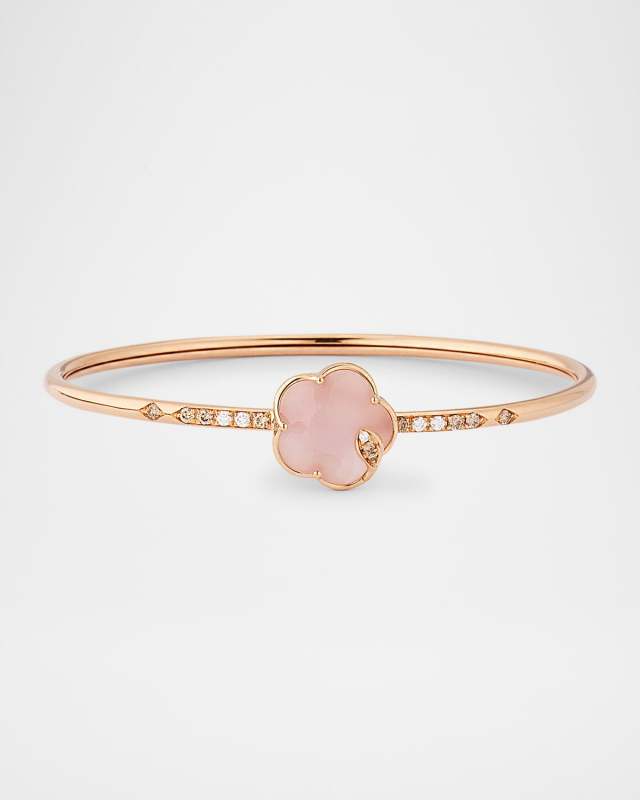 Ton Joli 18K Rose Gold Diamond Bracelet with Pink Moonstone