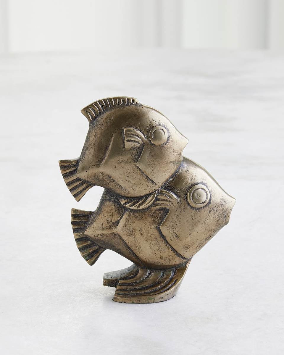 Fishy Sculpture - Antiqued Brass