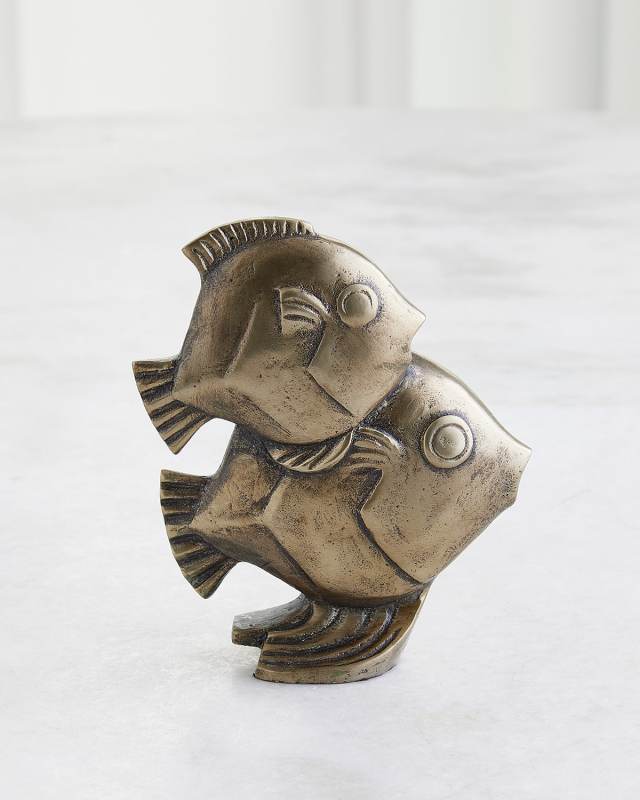 Fishy Sculpture - Antiqued Brass