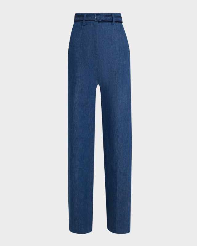 Norman Belted Denim Wide-Leg Pants
