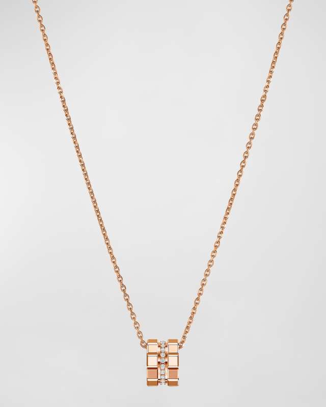 Ice Cube 18K Rose Gold Diamond Pendant Necklace