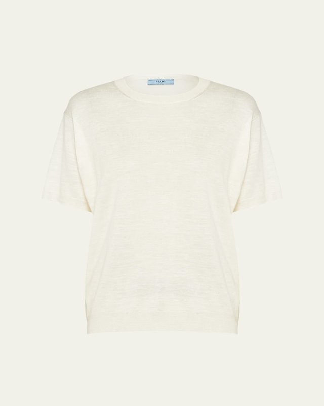 Intarsia Logo Silk Linen Knit Shirt