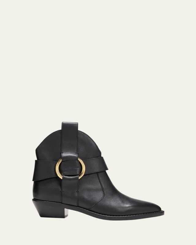 Calfskin Ring Harness Ankle Booties