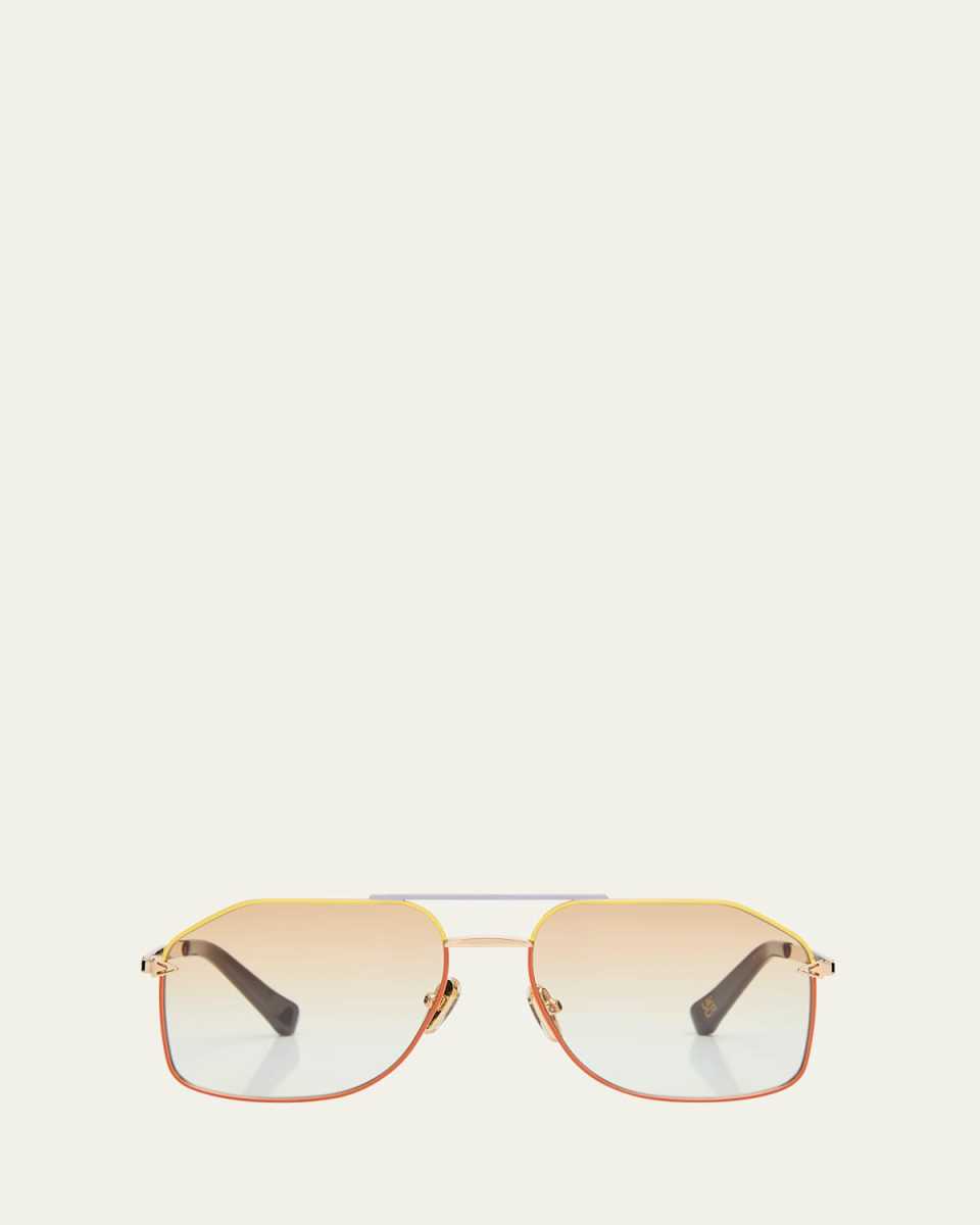 Geometric Nickel & Plastic Aviator Sunglasses