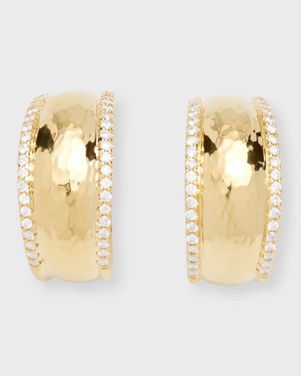 18K Stardust Goddess Hammered Dome Huggie Earrings