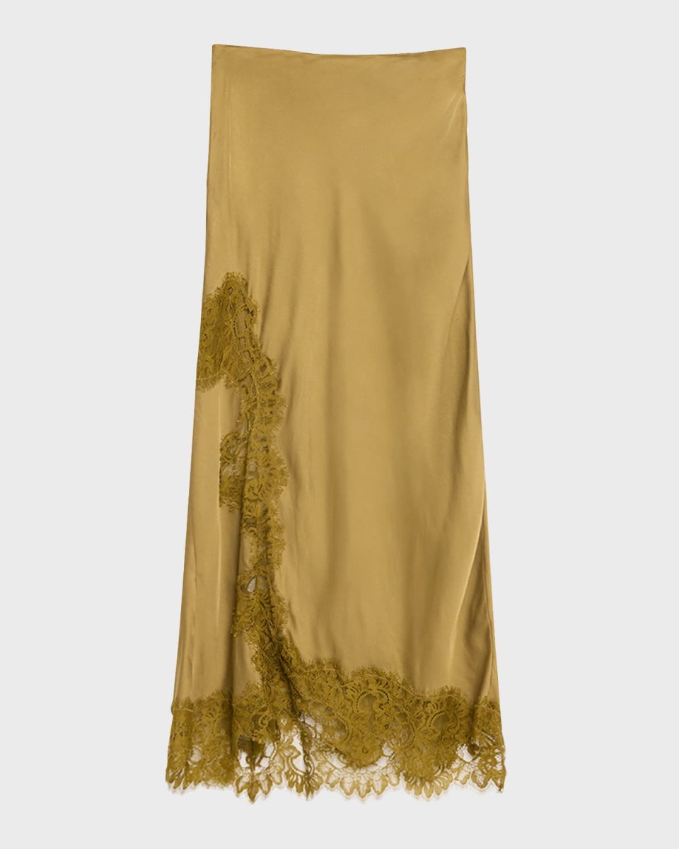 Olivia Satin and Lace Midi Skirt