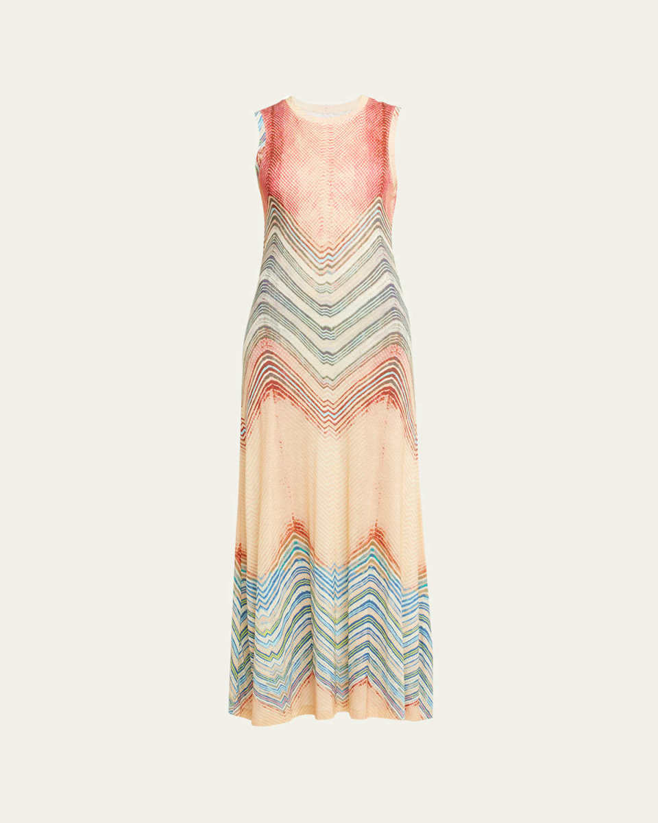 Orla Sleeveless Chevron-Print Jersey Maxi Dress