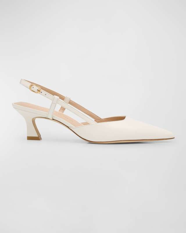Vinnie Leather Kitten Slingback Pumps